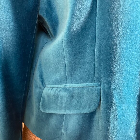 VTG GEORGE TEAL COTTON VELVET SIZE 16 JACKET WITH JEWELED BUTTONS - Picture 2 of 9